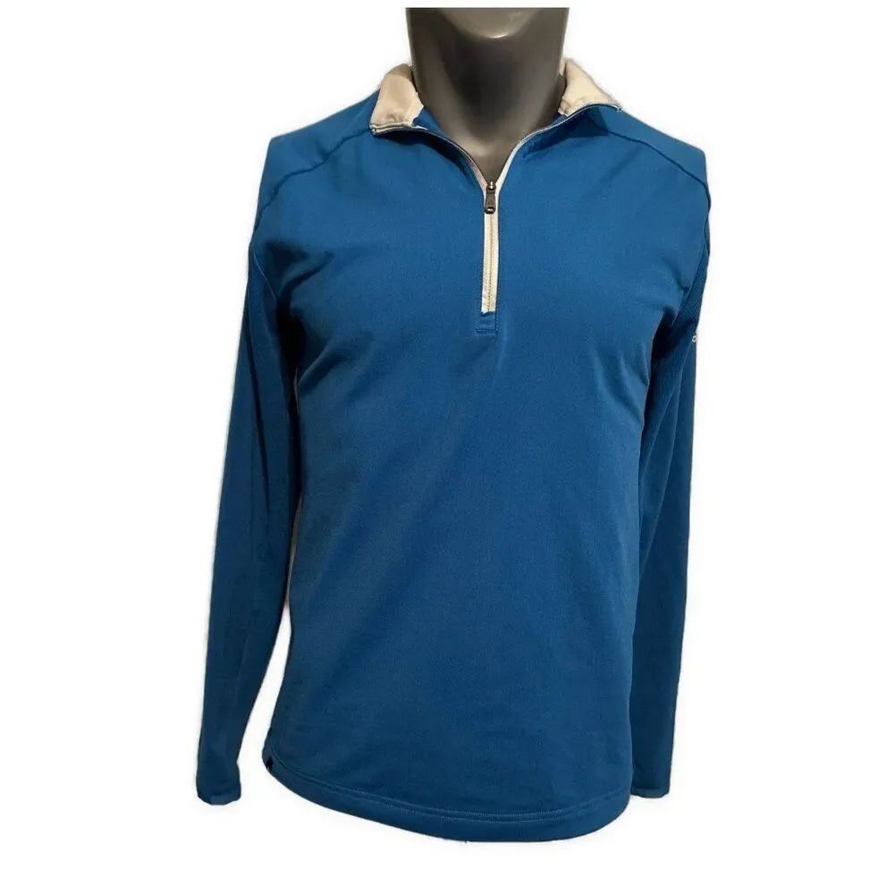 adidas mens blue half zip climacool long sleeve jacket Small